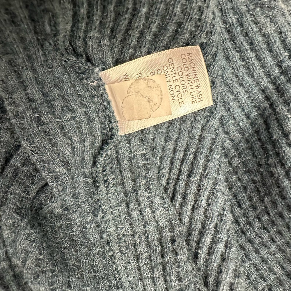 J Jill Oversize Waffle Knit Pullover Top Womens Size L Blue V Back Long‎ Sleeve - Picture 5 of 5